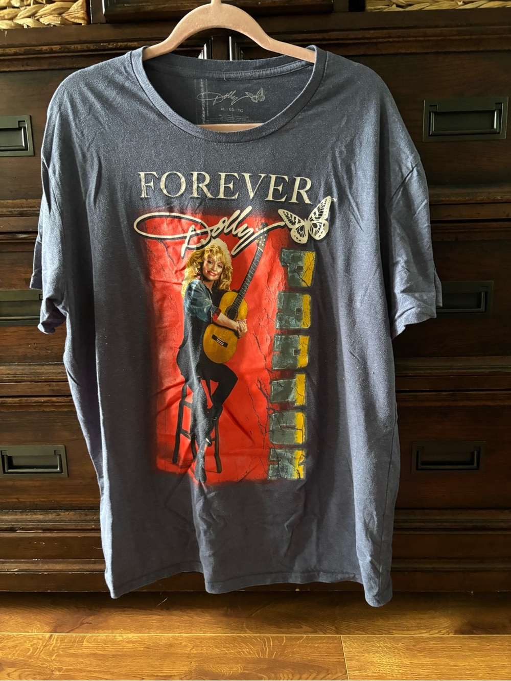 Dolly Parton Forever Navy Graphic Tee with Red and Yellow Print
